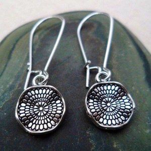 Silver Wavy Disc Earrings